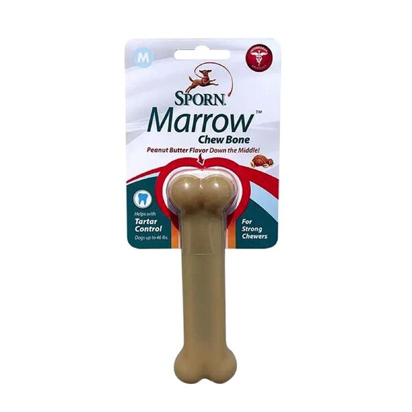 Sporn Marrow Chew Bone Dental Dog Toy Peanut Butter Flavour Medium