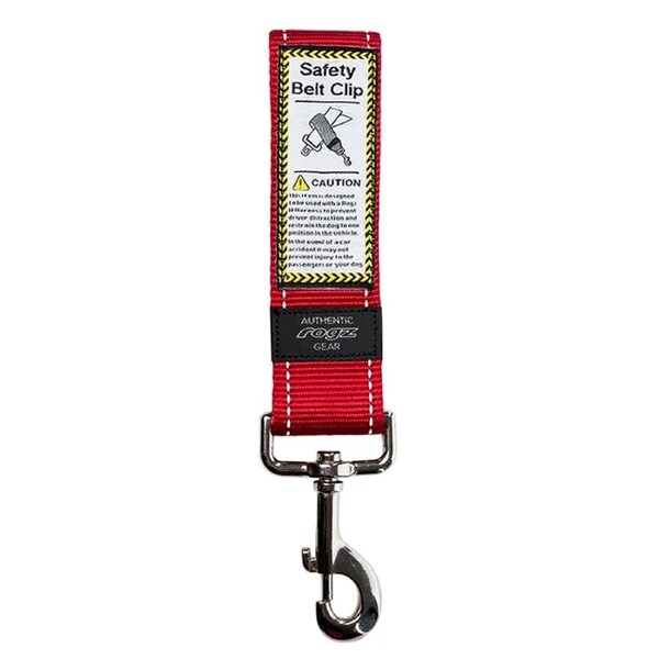 Rogz Dog Utility Car-Safe Reflective Pet Dog Safety Belt Clip Red