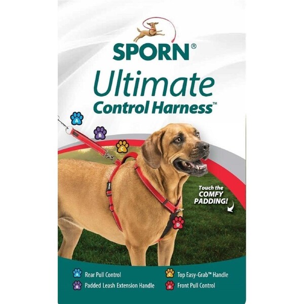Sporn Ultimate Front Rear Pull Control Dog Harness Black Large/XL
