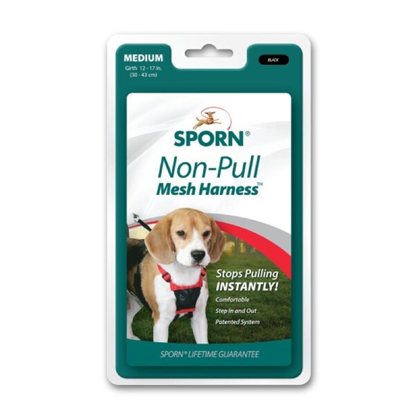 Sporn Mesh Non-Pull Nylon Dog Harness Black Medium