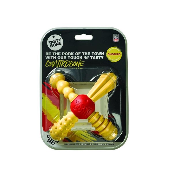 Tasty Bone Nylon Quattro Bone Chorizo Dog Chew Toy Small