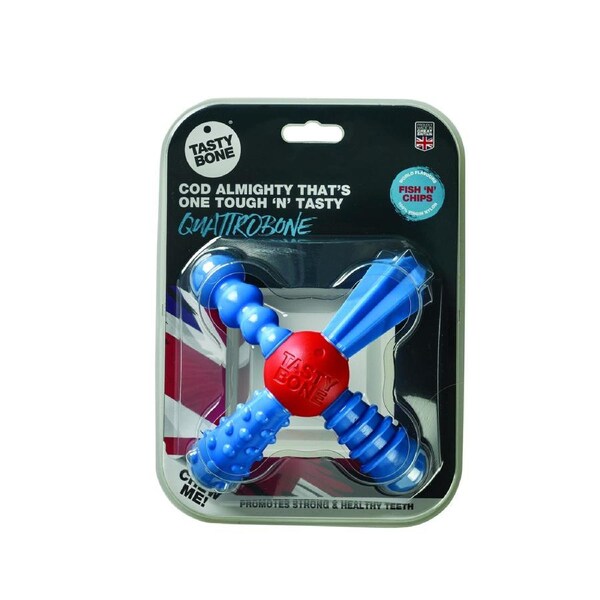 Tasty Bone Nylon Quattro Bone Fish N Chips Dog Chew Toy Small