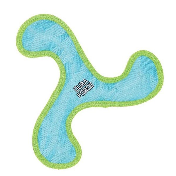 DuraForce Boomerang Tiger Dog Squeaker Toy Blue/Green 26cm