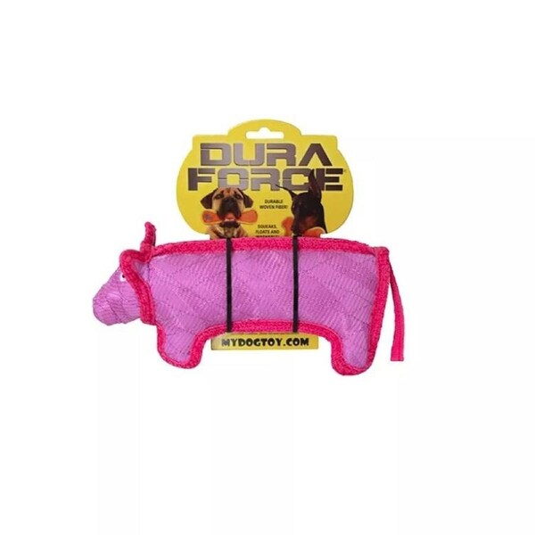 DuraForce Pig Interactive Play Pet Dog Squeaker Toy Tiger Pink