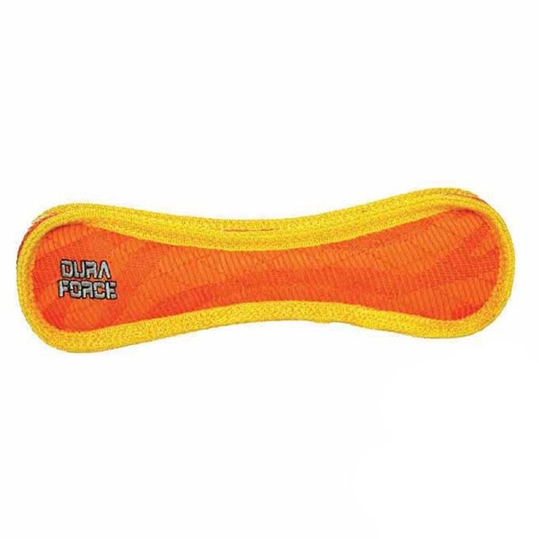 DuraForce Bone Tiger Dog Squeaker Toy Orange/Yellow 28.5cm