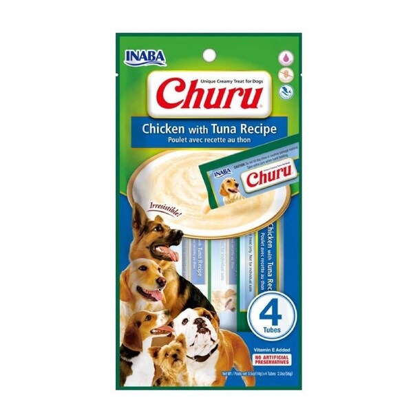 Inaba Churu Natural Dog Treat Chicken w/ Tuna 6 x 56g