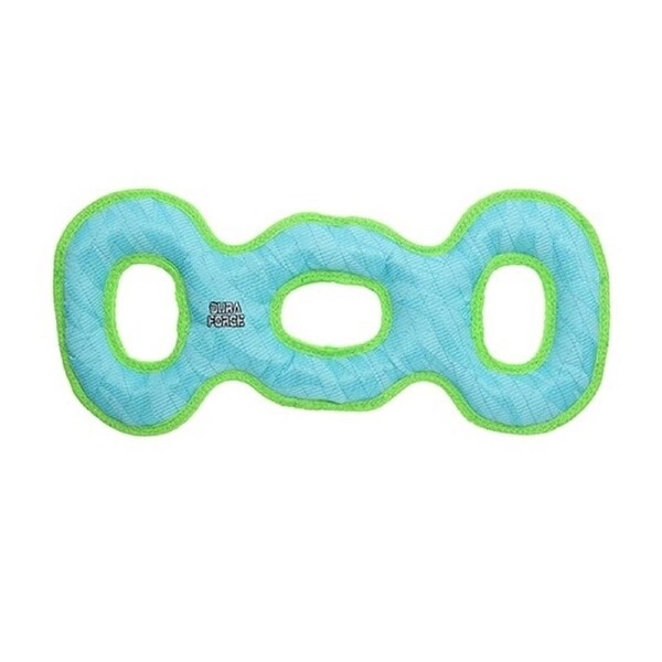 DuraForce 3-Way Tug Interactive Play Dog Squeaker Toy Tiger Blue