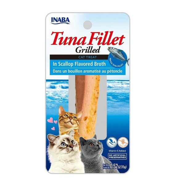 Inaba Tuna Fillet Grilled Cat Treat in Scallop Flavored Broth 6 x 15g