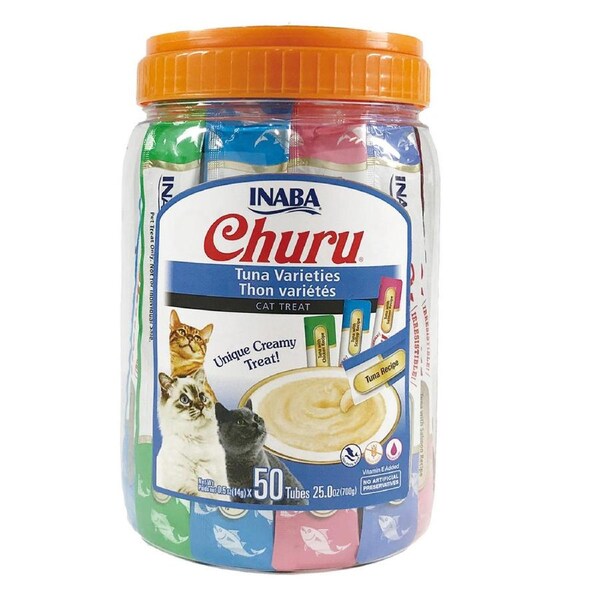 Inaba Churu Puree Tuna Varieties Natural Cat Food Topper 50 x 14g