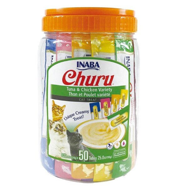 Inaba Churu Puree Tuna & Chicken Varieties Cat Food Topper 50 x 14g