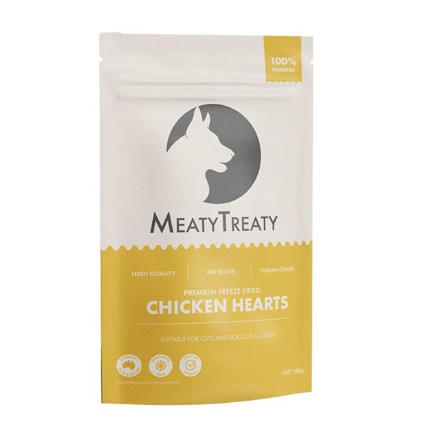 Meaty Treaty Premium Freeze Dried Cats & Dogs Treat Chicken Heart 100g