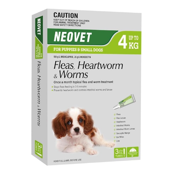 Neovet Spot-on Flea & Worms Treatment for Puppies & Small Dog Up to 4kg 3 Pack