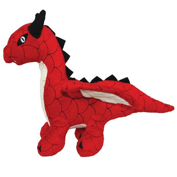 Tuffy Mighty Toy Dragon Plush Dog Squeaker Toy Red