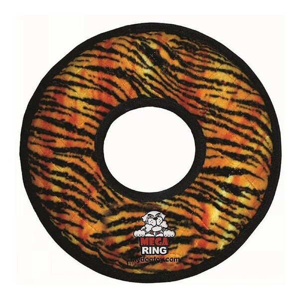 Tuffy Mega Ring Interactive Play Plush Dog Toy Tiger Print
