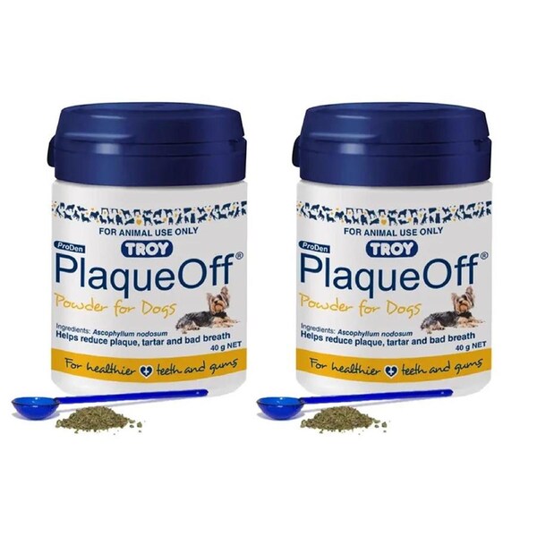 2 x Troy Plaque Off for Pet Dogs Tartar Bad Breath Plaque 40g Two Pack