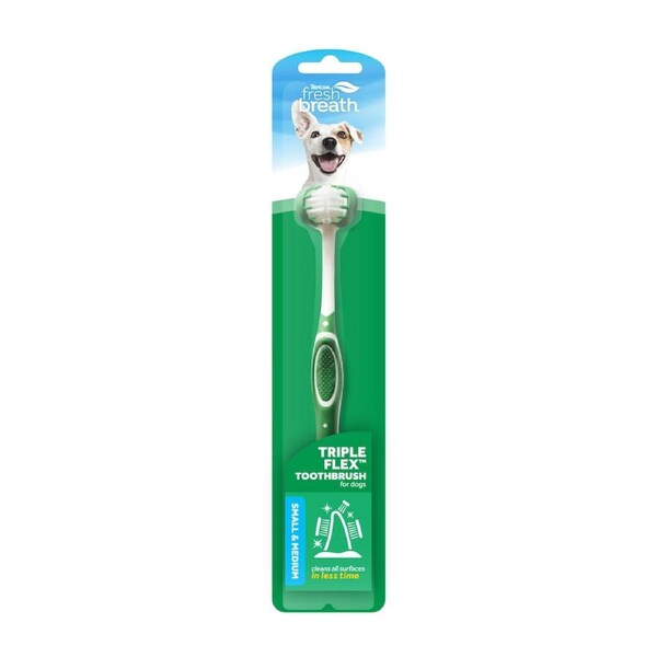 Tropiclean Fresh Breath Tripleflex Dog Toothbrush Small