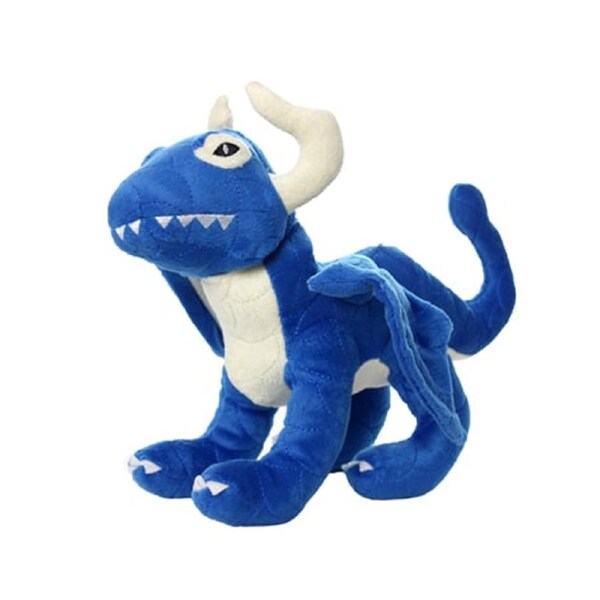Tuffy Mighty Jr Dragon Interactive Play Plush Dog Squeaker Toy Blue Junior