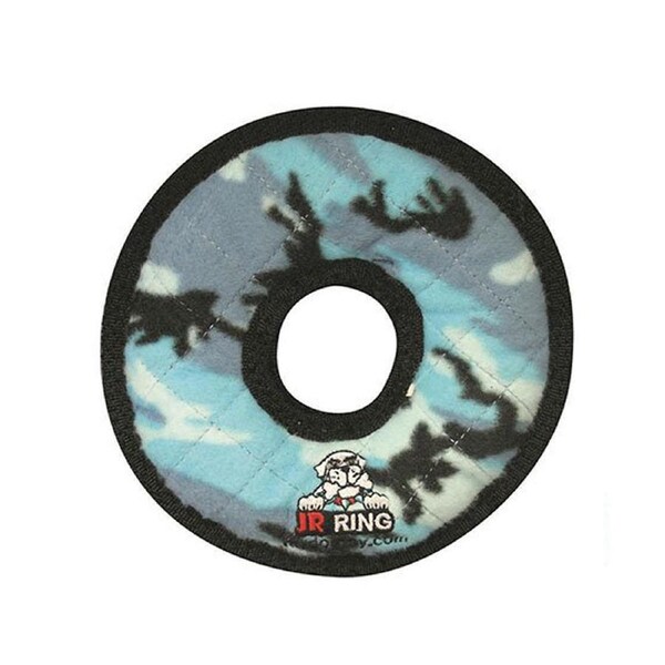 Tuffy Jr Ring Interactive Play Plush Dog Squeaker Toy Blue Camo