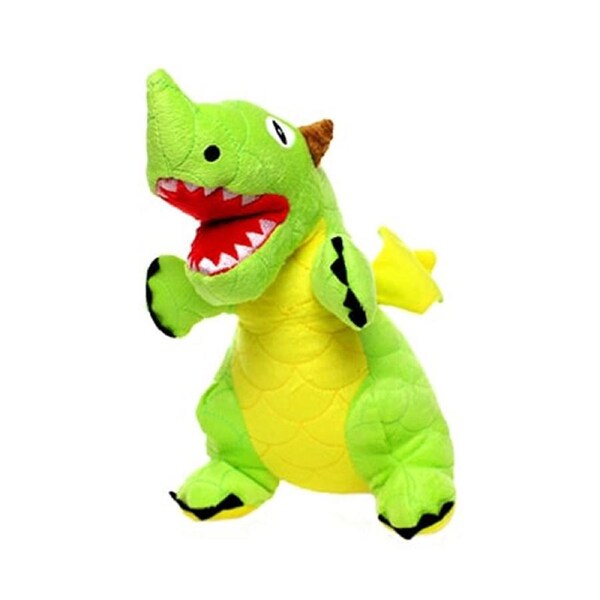 Tuffy Mighty Jr Dragon Interactive Play Plush Dog Squeaker Toy Green Junior