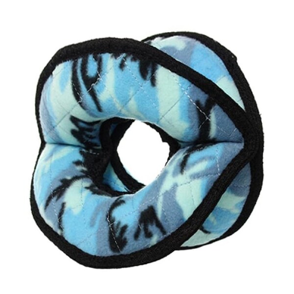 Tuffy Ultimate 4-Way Ring Interactive Play Dog Squeaker Toy Camo Blue