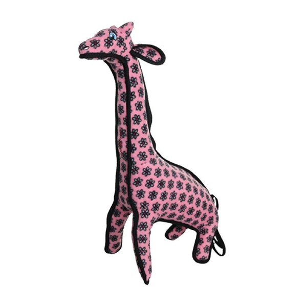 Tuffy Zoo Animal Series Jr Giraffe Interactive Play Dog Squeaker Toy Pink