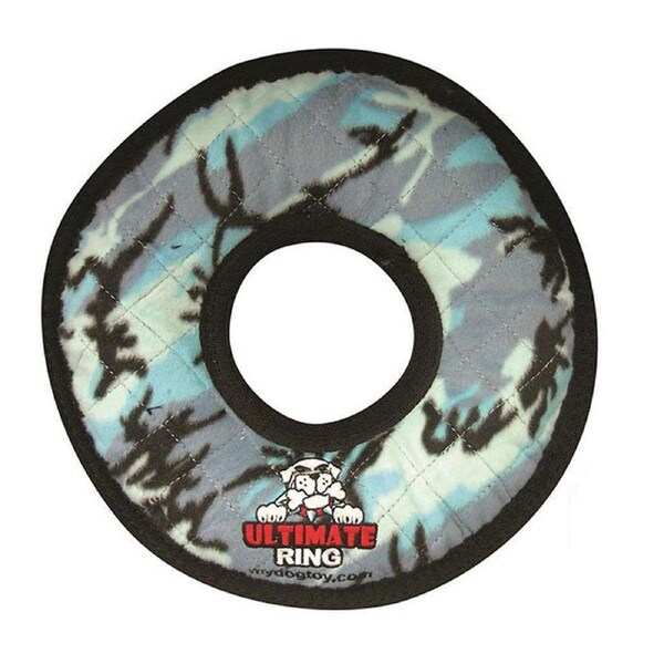 Tuffy Ultimates Ring Plush Dog Squeaker Toy Blue Camo
