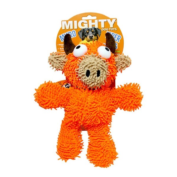 Tuffy Mighty Microfibre Ball Bull Plush Dog Squeaker Toy Orange Medium