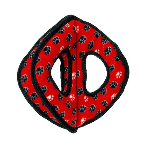 Tuffy Ultimate 3-Way Ring Interactive Play Dog Squeaker Toy Red Paws