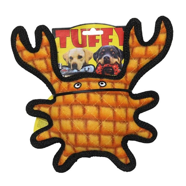 Tuffy Ocean Creature Crab Interactive Play Dog Squeaker Toy Orange Medium