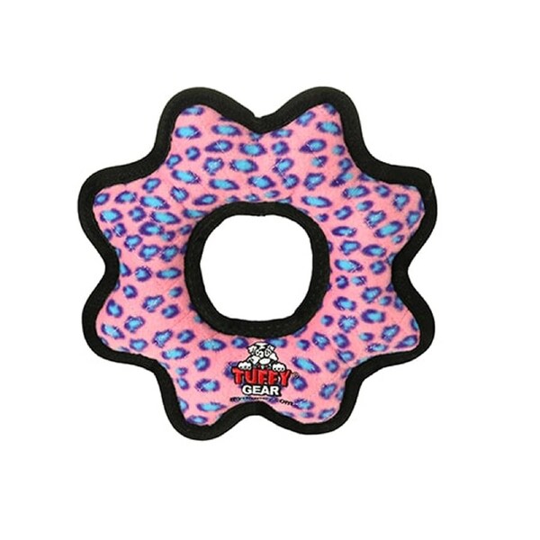 Tuffy Ultimate Gear Ring Interactive Play Dog Squeaker Toy Pink Leopard