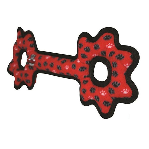 Tuffy Ultimates Tug-O-Gear Plush Dog Squeaker Toy Red Paws