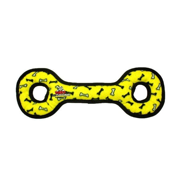Tuffy Ultimate Tug O-War Interactive Play Dog Squeaker Toy Yellow Bones