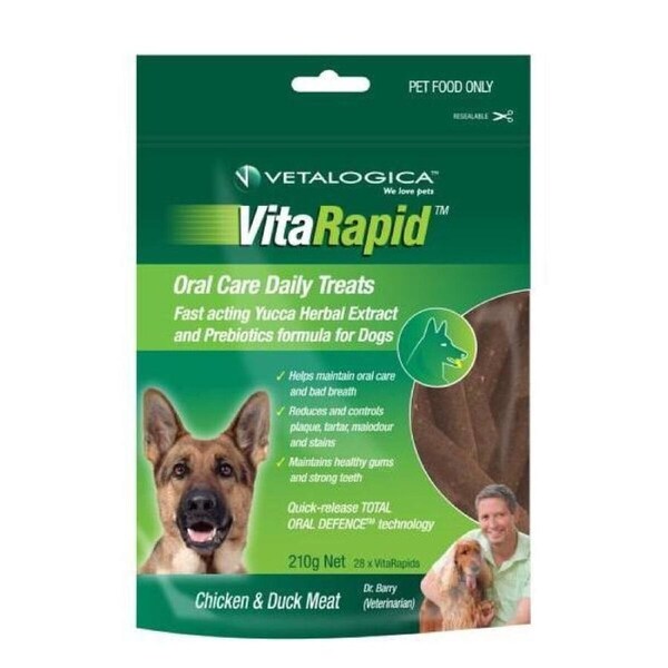 Vitarapid Oral Care Daily Dog Tasty Treats Chicken & Duck Meat 210g