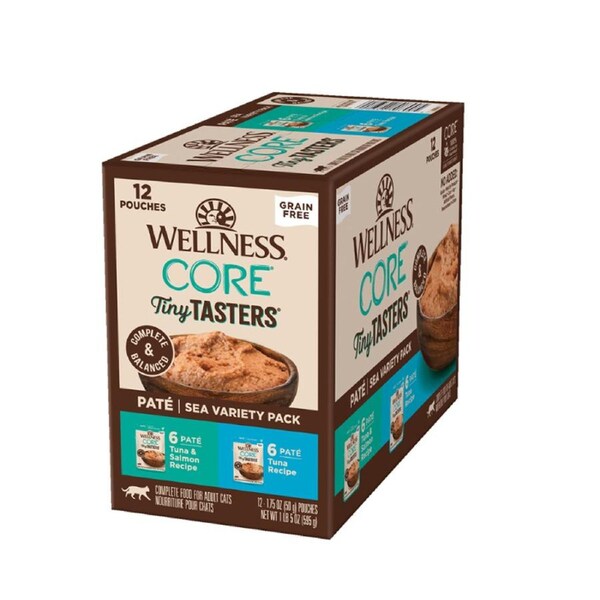Wellness Core Adult Tiny Tasters Pate Sea Variety Pack Wet Cat Food 50g x 12
