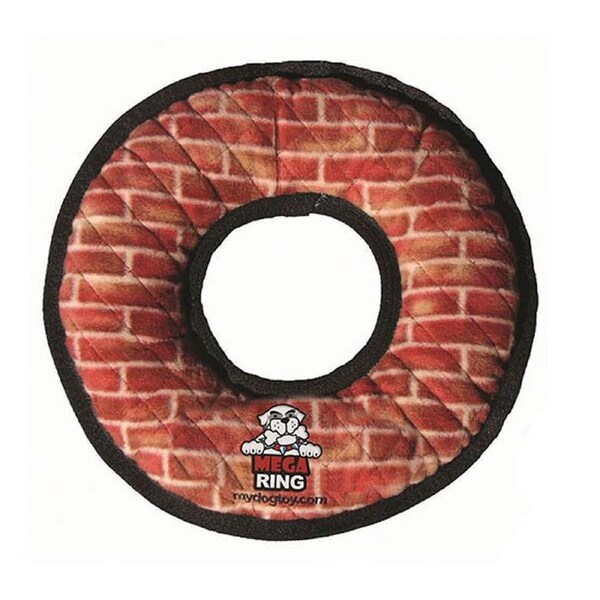 Tuffy Mega Ring Interactive Play Plush Dog Toy Black Print