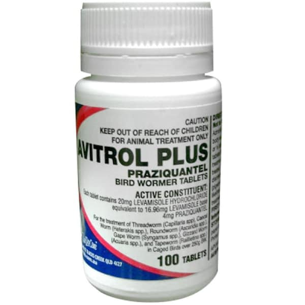 Avitrol Plus Praziquantel Pigeon Caged Bird Wormer Tablets 100 Pack