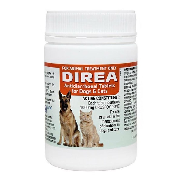Direa Tablets for Dogs & Cats Diarrhoea & Gat Treatment 10 x 1000mg