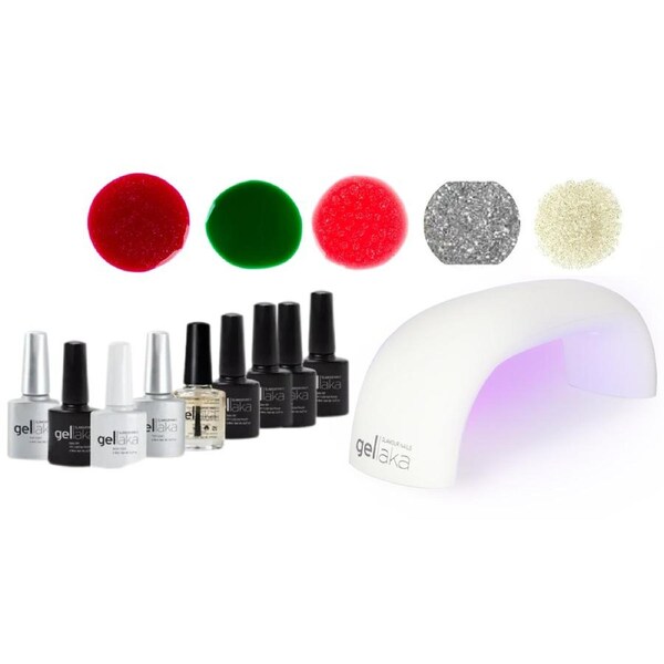 Gellaka 10-Piece Pro Matte Or Shine Gel Nail Kit - Christmas Sparkle