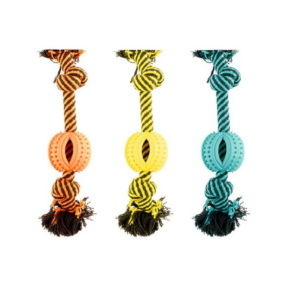 YES4PETS 3 x Dog Toy Braided Rope Ball Knot Chew Rope Play Dental Puppy