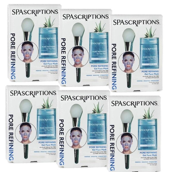 6x Spascriptions Pore Refining Gel Face Mask Aloe Vera and Tea Tree 150ml