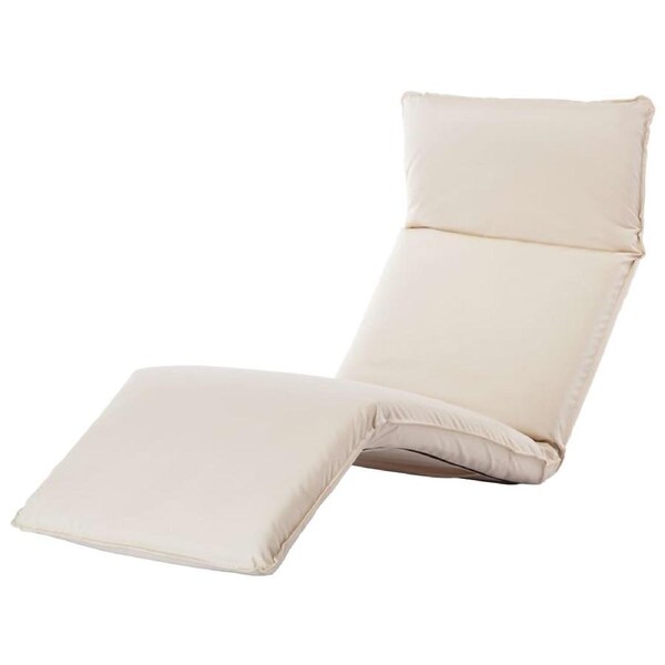 Foldable Sun Lounger Sunlounger Oxford Fabric Cream White Beach Cushion 175x56cm