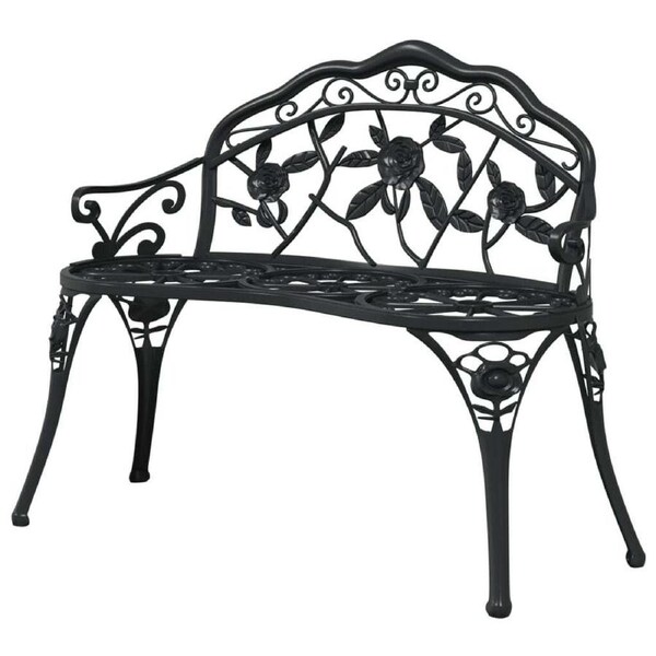 2 Seater Cast Aluminium Outdoor Garden Patio Deck Park Bench Rose 100x54x80cm