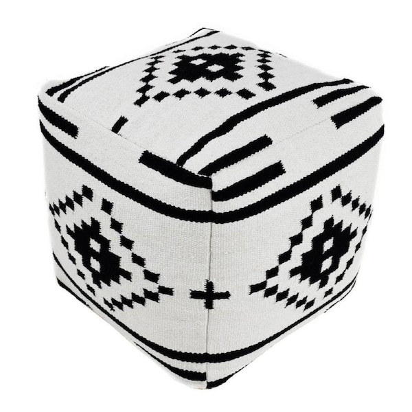 J.Elliot Ezra Foot Stool Ottoman White/Black 45cm x 45cm x 40cm