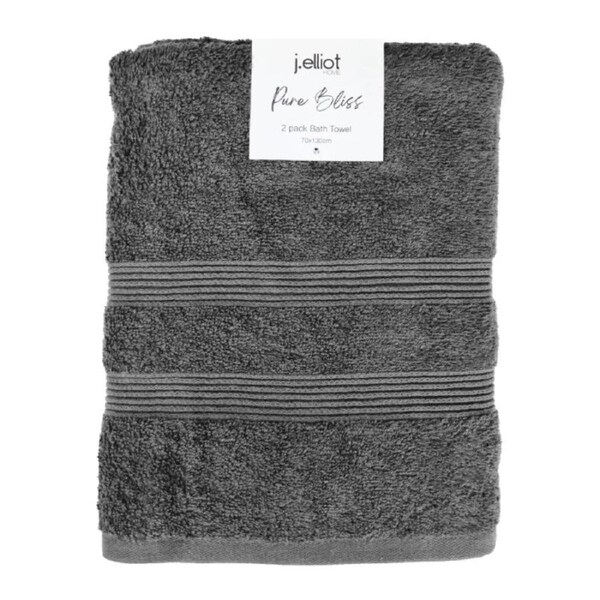J.Elliot 2 pack Terry Bliss Bath Towels in charcoal
