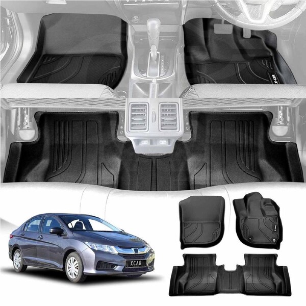 3D Floor Mats for Honda City Auto 2014-2020 Heavy Duty All Weather Car Mats Carpet Liner Set