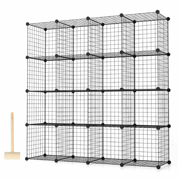 Giantex 16 Cubes Wire Cubes Storage Shelves Organizer Rack Bookcase Home Black