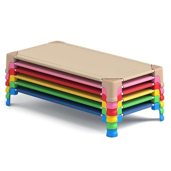Giantex 6-Pack Stackable Cots Space Saving Daycare Cots w/Metal Frame & Oxford Cloth Colorful