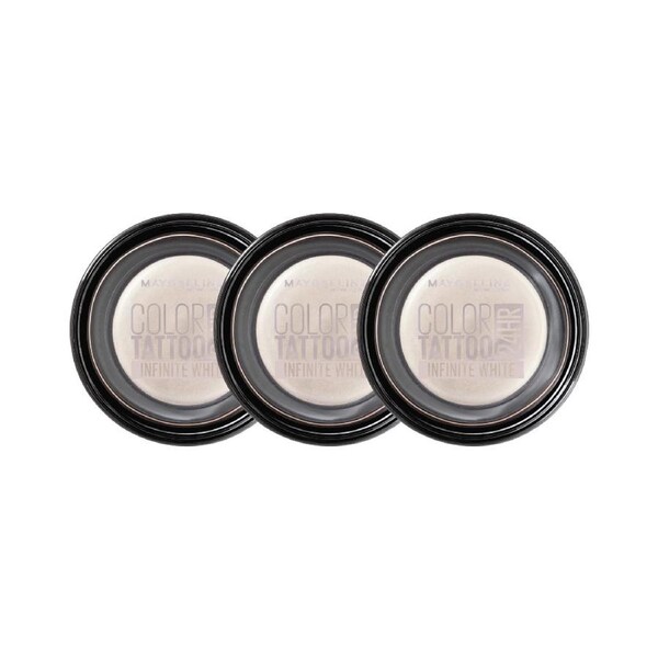 3 x Maybelline Color Tattoo 24HR Cream Gel Eyeshadow - 45 Infinite White