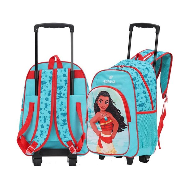 Disney Moana 17'' Trolley Backpack Kids/Children 2-Wheeled Travel Bag Blue