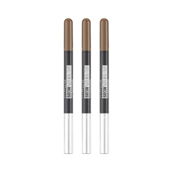 3 x Maybelline Brow Natural Duo 2 In 1 Pencil And Powder 0.65g - Brown